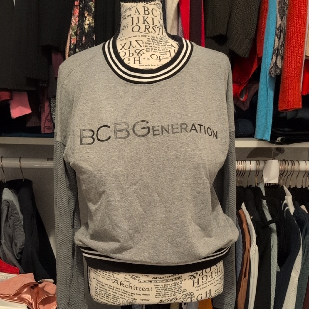 BCBGeneration Heather Gray Logo Sweatshirt